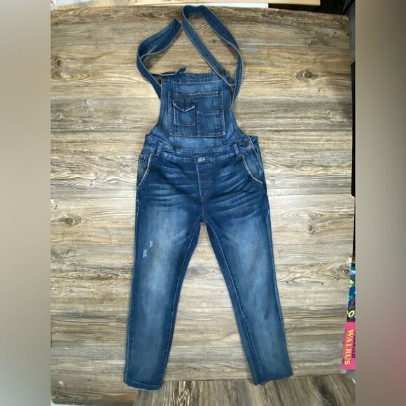 We The Free People Sz. 26 ZIGGY Denim Overalls Straight Leg Blue Denim EXCELLENT - Picture 1 of 11